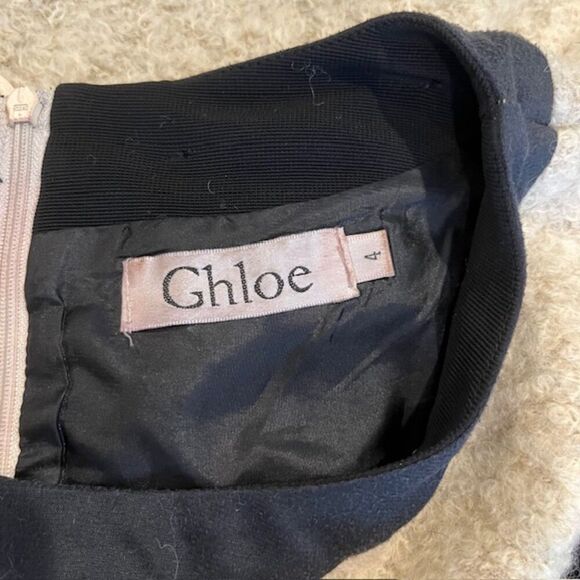 Mixed Material Mini Dress Ghloe Faux Leather, Wool, and Feathers Zip Back Size 4 - Picture 8 of 15